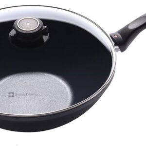 Swiss Diamond Wok with Glass Lid & Handle