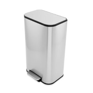 Anko 30L Stainless Steel Matte White Rectangle Pedal Bin
